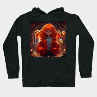 Orange hair anime girl in spooky spirit forest Hoodie